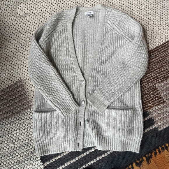 Barneys New York Shimmer Wool Ribbed Cardigan – Size Small - Picture 1 of 7